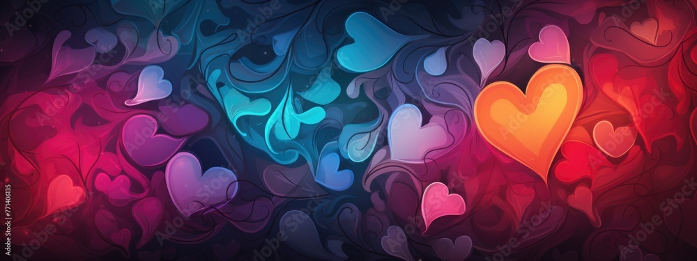Abstract love banner with hearts for romantic occasions - obrazy, fototapety, plakaty 