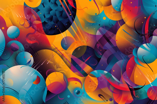Art abstract in the modern style consist of different colored spherical forms. Vector-based illustration. photo