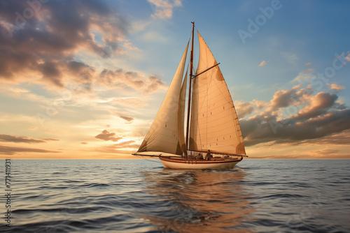 nice sailboat in the sea sailing at outdoor © luismolinero