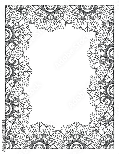 Beautiful Zentangle Doodle Floral Borders set for print on product or adult coloring book, coloring page. Vector illustration. Seamless background in vector with doodles, flowers, and paisley.