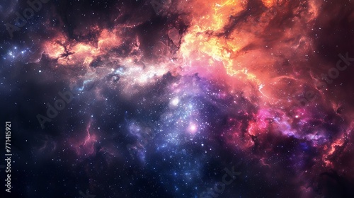 Nebula with vibrant space galaxy cloud.
