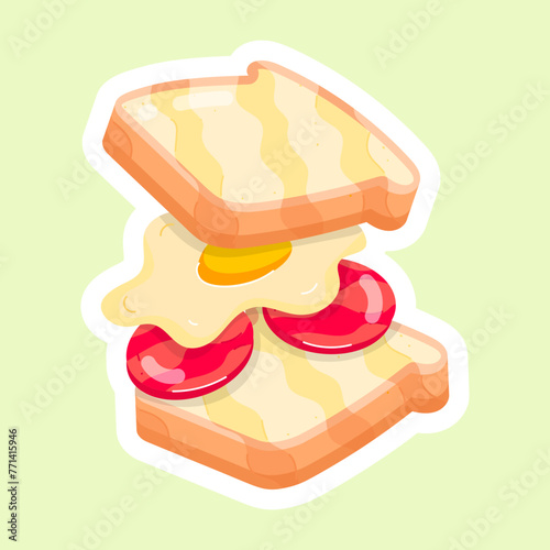 Modern Flat Stickers Depicting Toastie 

