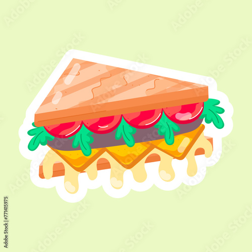 Modern Flat Stickers Depicting Toastie 

