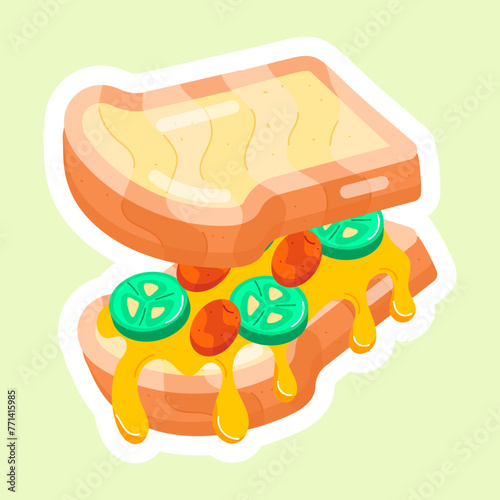 Modern Flat Stickers Depicting Toastie 

