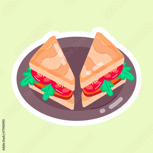 Modern Flat Stickers Depicting Toastie 

