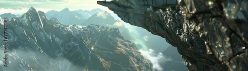 Close up 3D visualization, conquering fears from great heights, concept, detailed photo