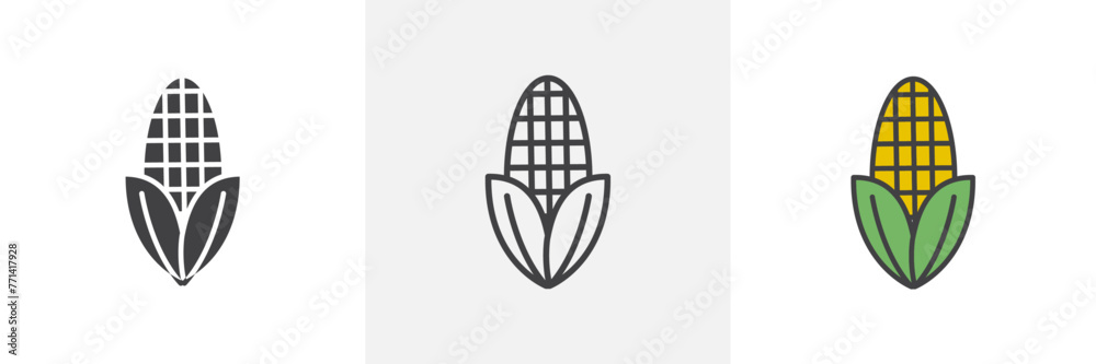 Agriculture and Maize Crop Icons. Fresh Organic Corn and Harvest Symbols. Agriculture and Maize Crop Icons. Fresh Organic Corn and Harvest Symbols.