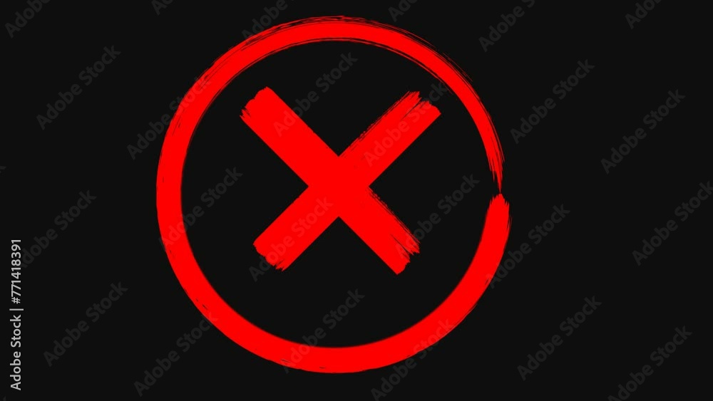 Abstract red cross painted by wide brush strokes on white background, monochrome. Animation. Red X letter, crossed lines, denial concept. Abstract red cross painted by wide brush strokes on white background, monochrome. Animation. Red X letter, crossed lines, denial concept.