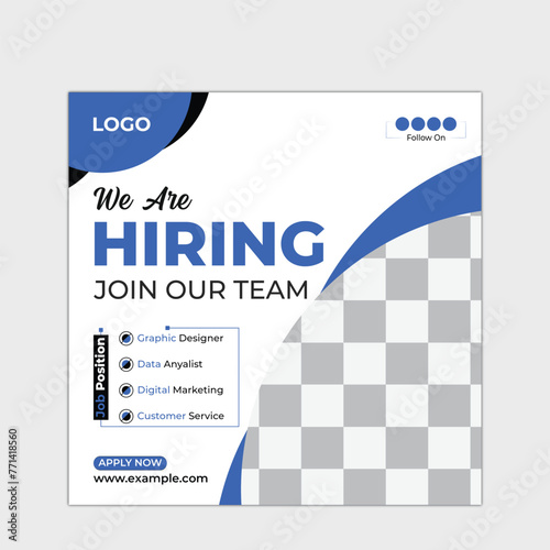 We are hiring job vacancy social media post or square web banner template