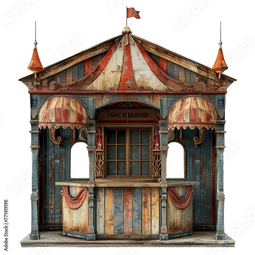 Circus Ticket Booth, transparent background, isolated image, generative AI