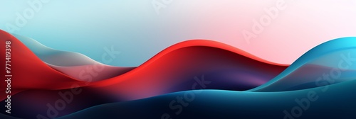 Colorful blue, red, white wave background with a black backdrop; suitable for graphic design projects, banner backgrounds, or vibrant website backdrops aspect ratio 3:1