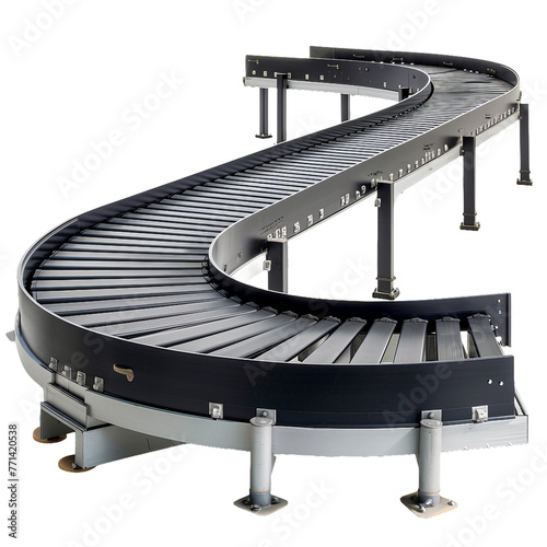 Conveyor belt, transparent background, isolated image, generative AI