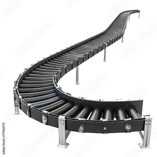 Conveyor belt, transparent background, isolated image, generative AI