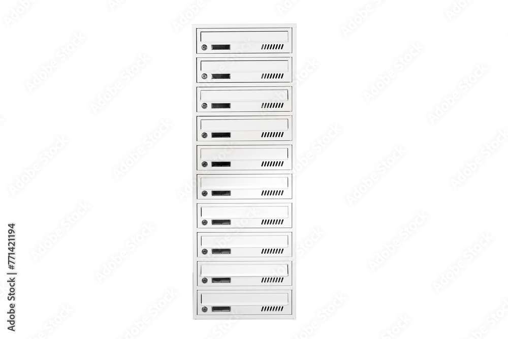Mail boxes filled of leaflets and letters. Shallow DOF,Mailboxes and Lock in Rows at Entrance Mail boxes filled of leaflets and letters. Shallow DOF,Mailboxes and Lock in Rows at Entrance