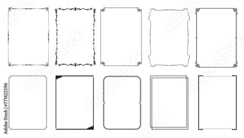 Vector ornamental border, vintage rectangle ornaments, Decorative frames. Thin line..eps