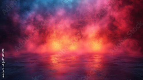 background of thick red & blue smoke