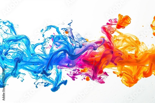 A colorful spray of paint with a blue and orange line