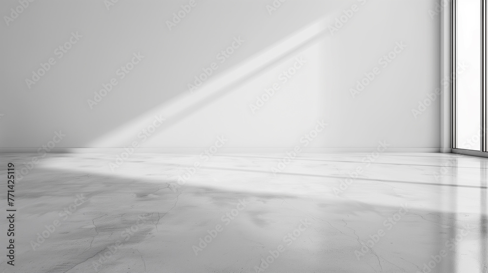 Minimalist white room with sunlight through window Minimalist white room with sunlight through window