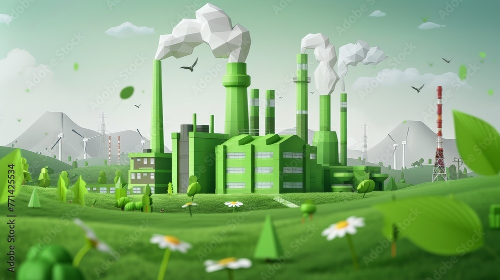 world environment day, earth day ,industrial plants, green energy, green industry Good environment, ozone, air.