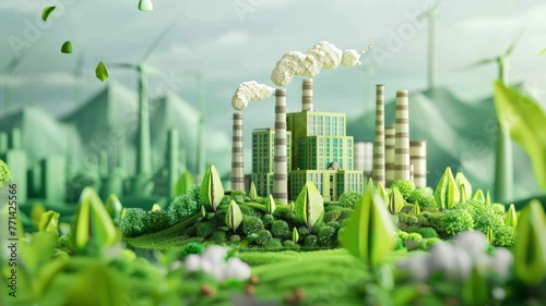 world environment day, earth day ,industrial plants, green energy, green industry Good environment, ozone, air.