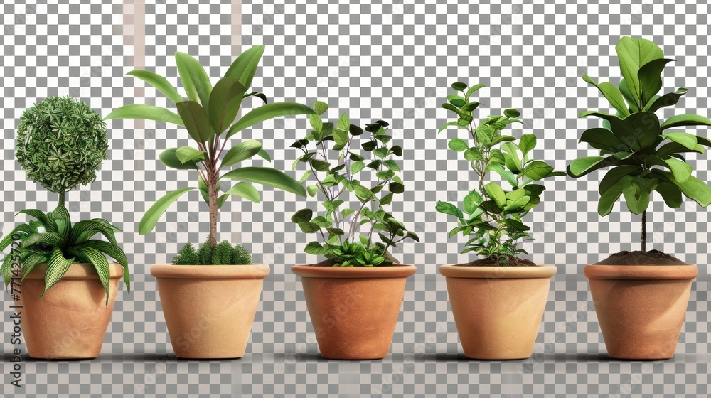 plant in clay pot isolated on transparent background