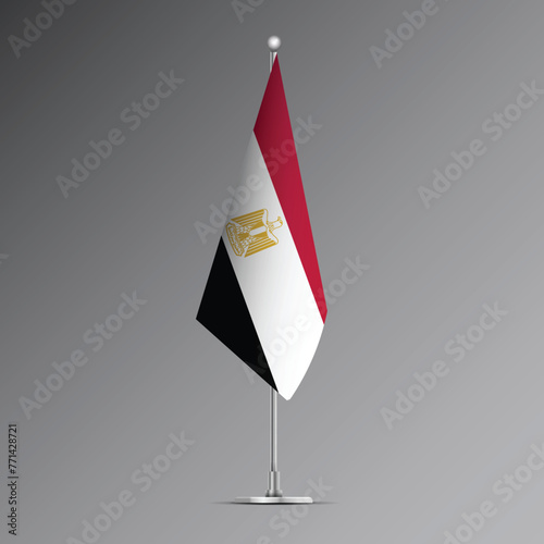 3D realistic flag of Egypt on steel pole