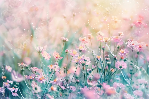 Beautiful watercolor flowering meadow background