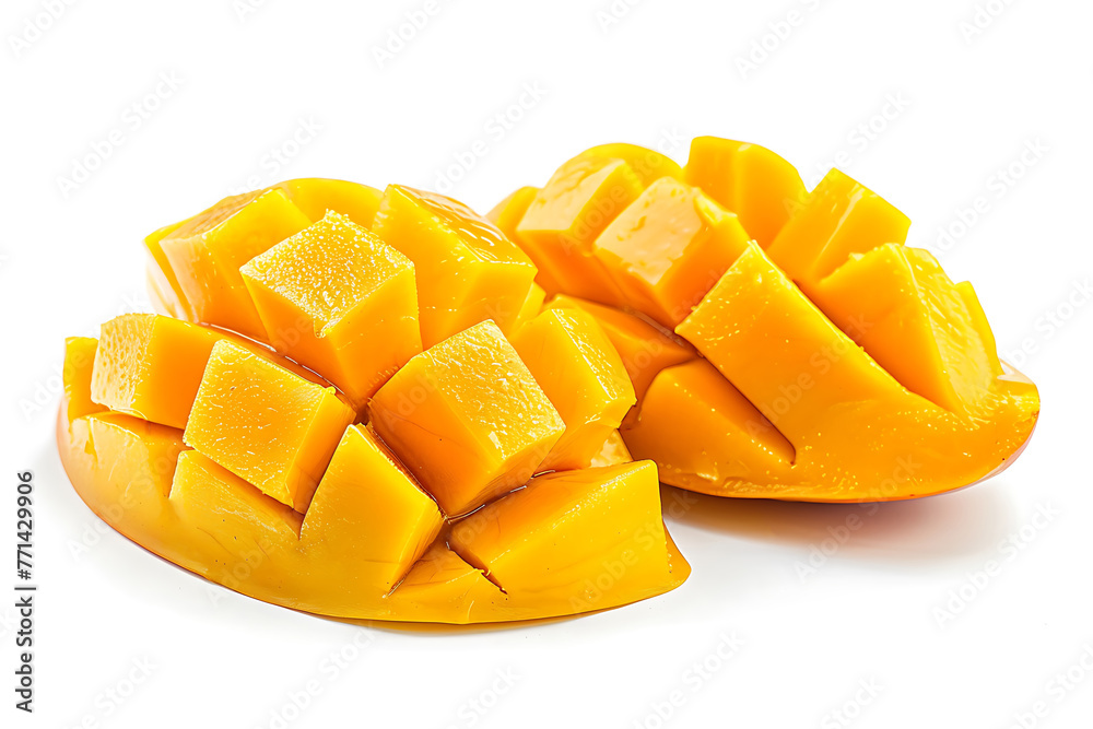cut mango summer fruit isolated on white background cut mango summer fruit isolated on white background