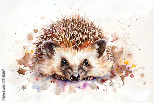 cute chubby hedgehog watercolor 