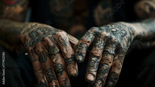 fully tattooed hands photo