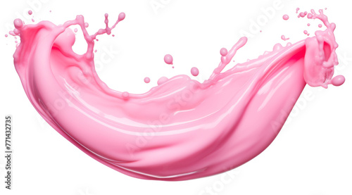 Splash of pink milky liquid similar to smoothie, yogurt or cream isolated on transparent or white background