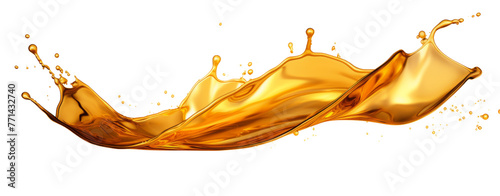 Golden oil splash isolated on transparent or white background