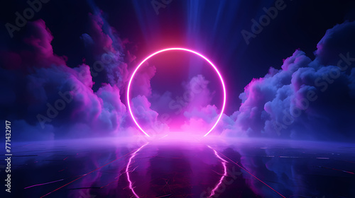 Wallpaper Mural Purple glowing tunnel door with smoke Torontodigital.ca