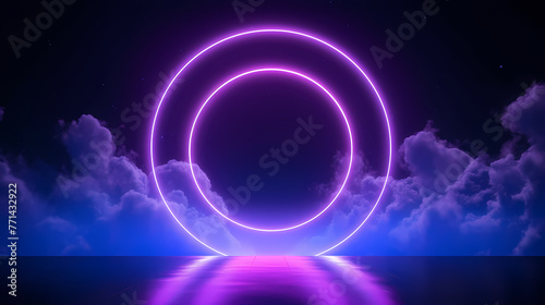 Purple glowing tunnel door with smoke