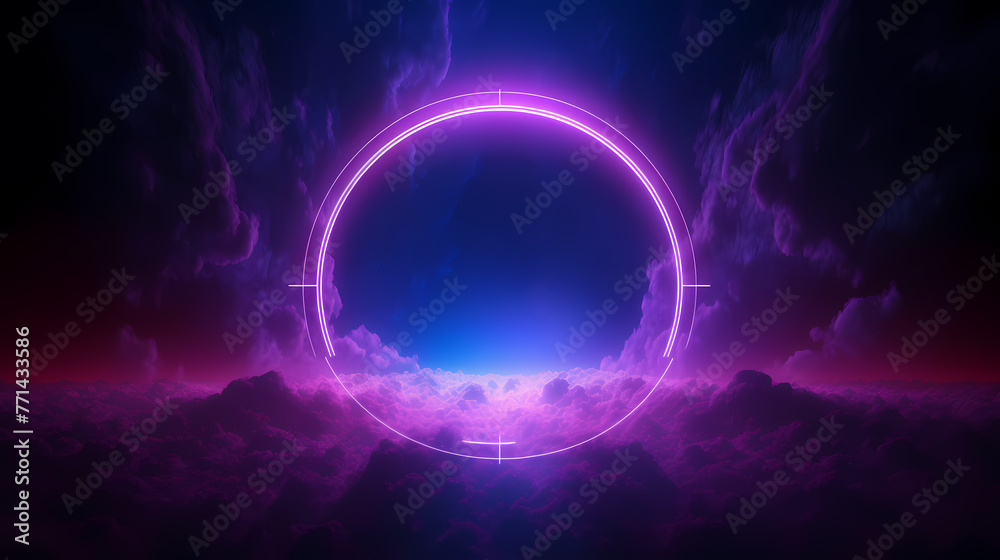 Purple glowing tunnel door with smoke