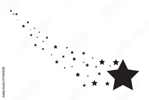 Meteorite and comet symbols. Black falling stars icon. Abstract silhouette of shooting star. Flying comet with tail, falling meteor, abstract galaxy element. Shooting stars icon vector set.  photo