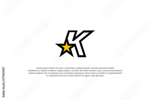logo letter k comic style star