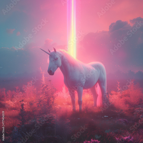 Unicorn at Rainbow Sunset (Generative AI) © Богдан Антохов