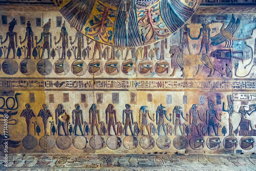 Incredible frescoes of the Temple of Esna, Temple of Khnum, colored hieroglyphs, ancient Egypt, ancient civilizations