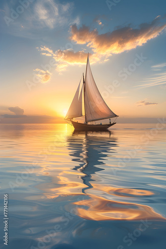 Unveiling Serenity: Capturing the Canvas of Find Tranquility in Keelboat Sailing at Sunset © Charlie