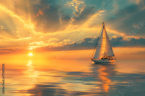 Unveiling Serenity: Capturing the Canvas of Find Tranquility in Keelboat Sailing at Sunset