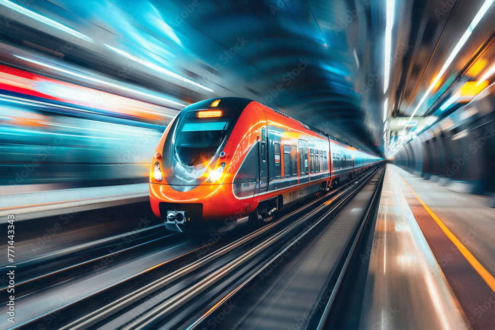 High speed train overtaking, utilizing rear curtain sync for dynamic motion effect. High speed train overtaking, utilizing rear curtain sync for dynamic motion effect.