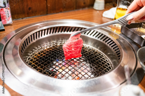 Kobe City, Hyogo Prefecture, Japan - January 8, 2024: Kobe steak charcoal grilled meat