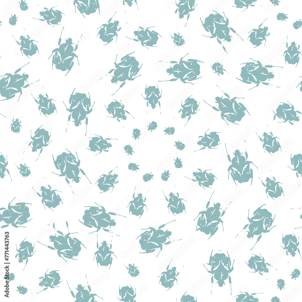 Seamless vector bug pattern on white background.