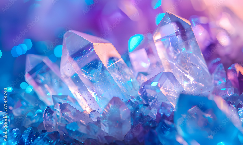 Translucent Crystals, Blue and Purple Light Reflection,Abstract Background ,Generative AI Translucent Crystals, Blue and Purple Light Reflection,Abstract Background ,Generative AI