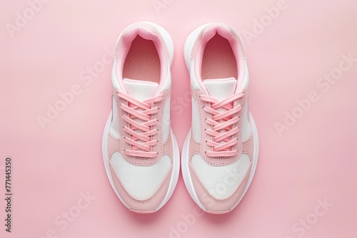 Wallpaper Mural Pair of modern sport shoes on pink background Torontodigital.ca