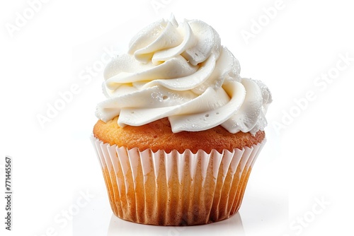 Tasty cupcake with butter cream isolated on white background