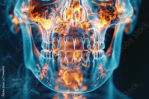 A visual representation of the placement and function of the salivary glands and ducts within the mouth using Xray style art photo