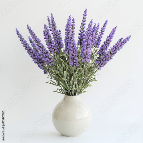 lavender flowers in a vase isolated on a white background  AI Generative.