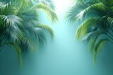 Summer composition. Palm leaves on pastel blue background. Summer concept. Flat lay, top view, 